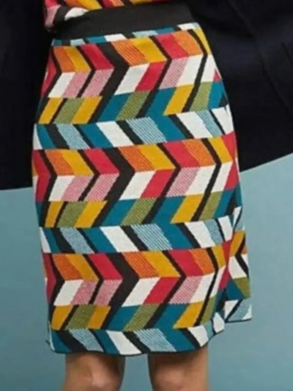 Nwt ANTHROPOLOGIE MAEVE Geometric Knit Pencil Skirt Mod Retro Sweater - Size XXS